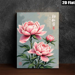 2D flat 1pc blooming pink peonies botanical wall art canvas prints for living room bedroom home office decor farmhouse style gallery wrapped ready to hang