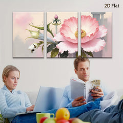 2D flat 1pc blooming pink peony botanical wall art canvas print farmhouse living room bedroom decor gallery wrapped modern floral paintings