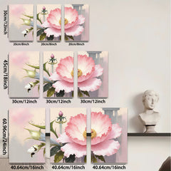 2D flat 1pc blooming pink peony botanical wall art canvas print farmhouse living room bedroom decor gallery wrapped modern floral paintings