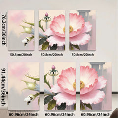 2D flat 1pc blooming pink peony botanical wall art canvas print farmhouse living room bedroom decor gallery wrapped modern floral paintings