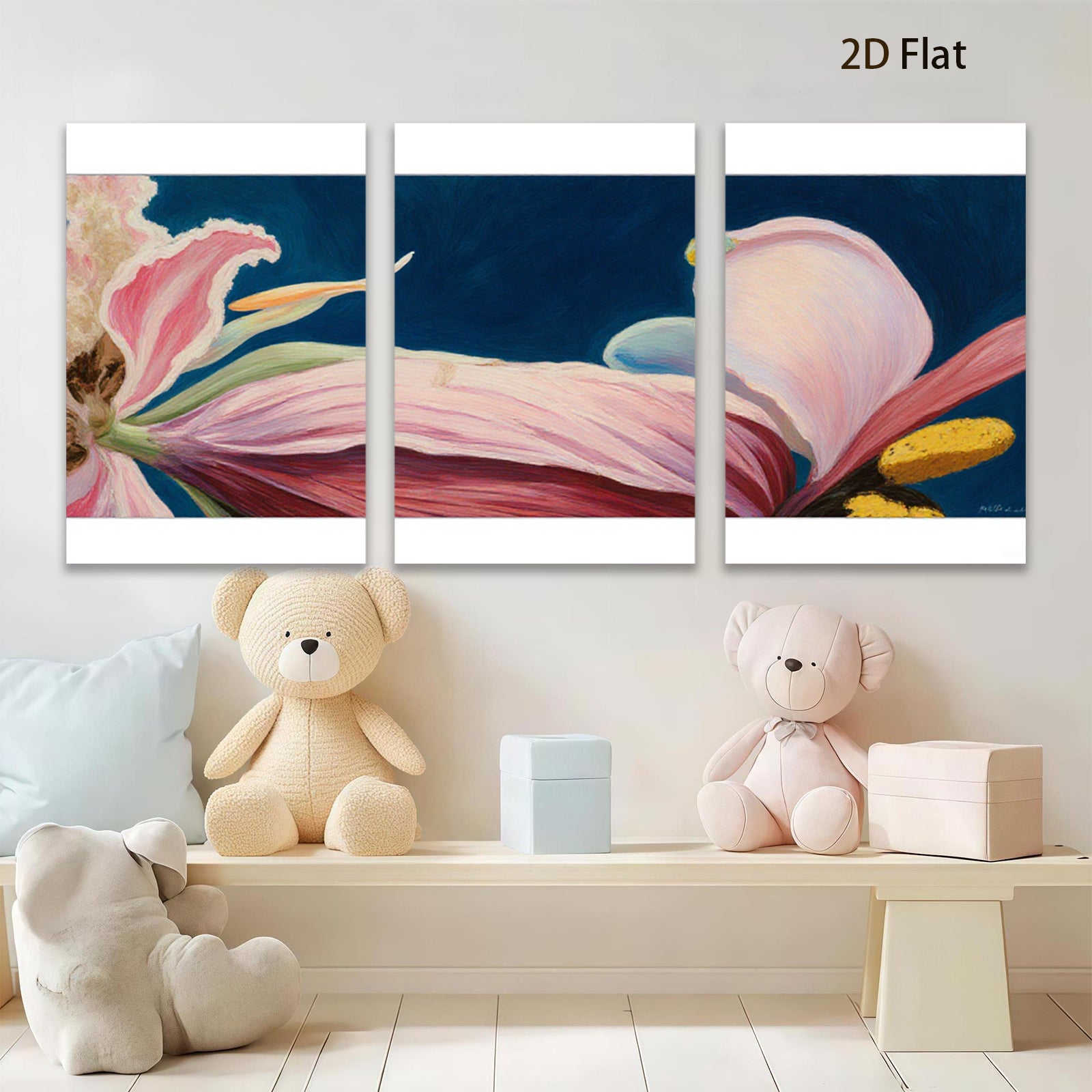 2D flat 1pc blooming pink peony floral wall art canvas prints for living room bedroom home decor farmhouse style modern aesthetic gallery wrapped ready to hang