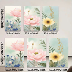 2D flat 1pc blooming pink peony yellow sunflower botanical wall art for living room bedroom farmhouse decor gallery wrapped canvas prints ready to hang