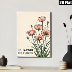 2D flat 1pc blooming pink poppies botanical wall art canvas prints for living room bedroom farmhouse decor modern gallery wrapped timeless elegance