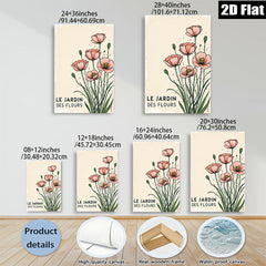 2D flat 1pc blooming pink poppies botanical wall art canvas prints for living room bedroom farmhouse decor modern gallery wrapped timeless elegance
