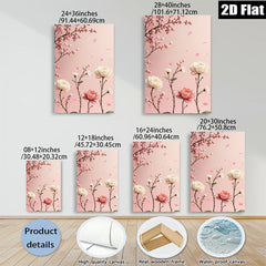 2D flat 1pc blooming pink roses botanical wall art for living room bedroom home decor farmhouse style gallery wrapped canvas prints modern floral artwork
