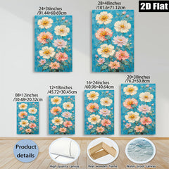 2D flat 1pc blooming pink white dahlia floral wall art canvas prints for living room bedroom home decor farmhouse style gallery wrapped ready to hang