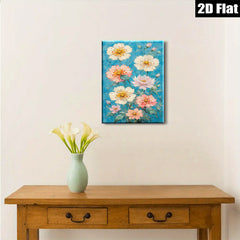 2D flat 1pc blooming pink white dahlia floral wall art canvas prints for living room bedroom home decor farmhouse style gallery wrapped ready to hang