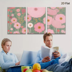2D flat 1pc blooming pink wildflowers botanical wall art canvas print for living room bedroom home decor farmhouse style modern minimalist gallery wrapped