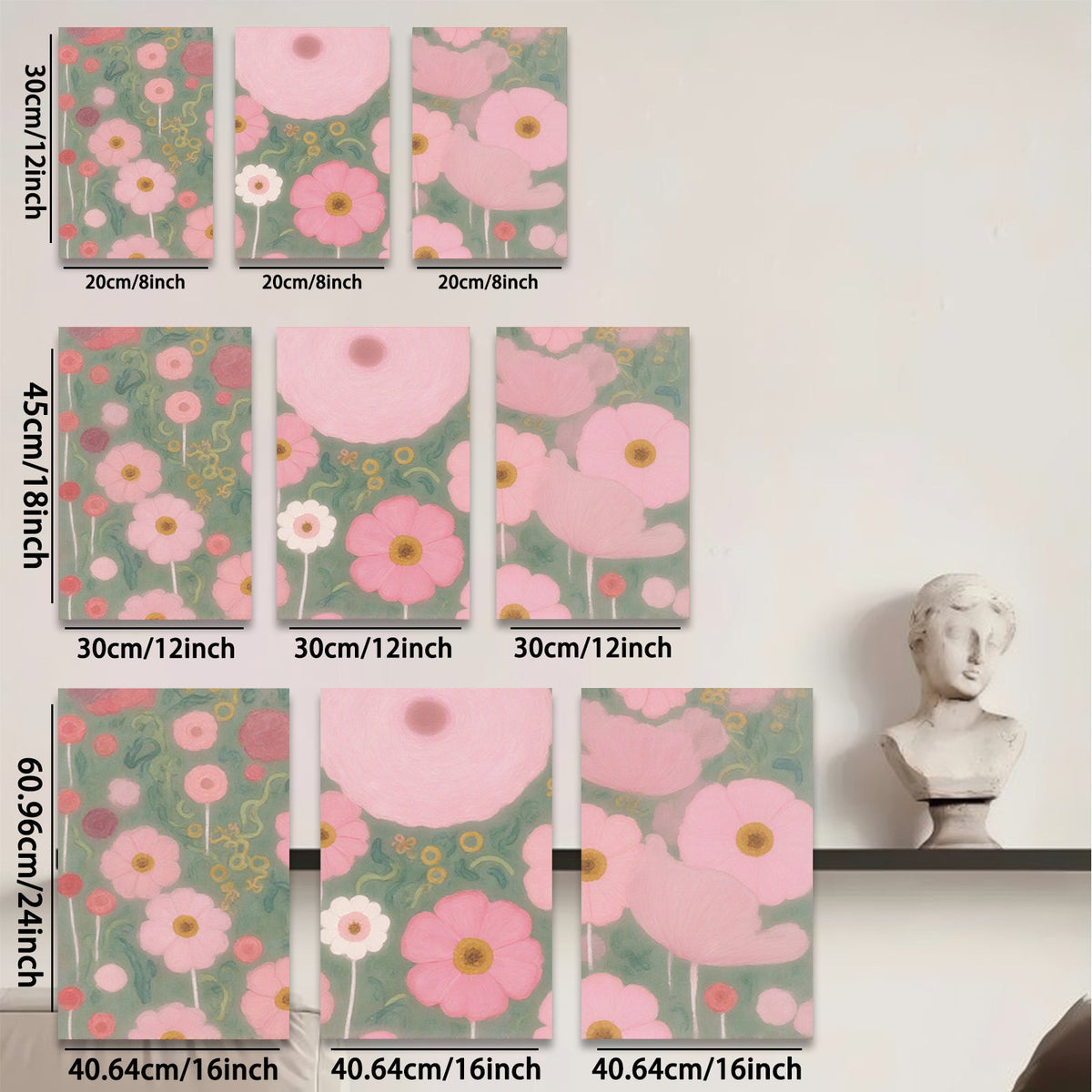 2D flat 1pc blooming pink wildflowers botanical wall art canvas print for living room bedroom home decor farmhouse style modern minimalist gallery wrapped