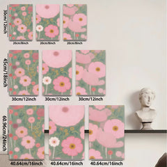 2D flat 1pc blooming pink wildflowers botanical wall art canvas print for living room bedroom home decor farmhouse style modern minimalist gallery wrapped