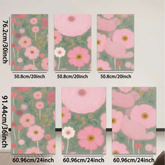 2D flat 1pc blooming pink wildflowers botanical wall art canvas print for living room bedroom home decor farmhouse style modern minimalist gallery wrapped