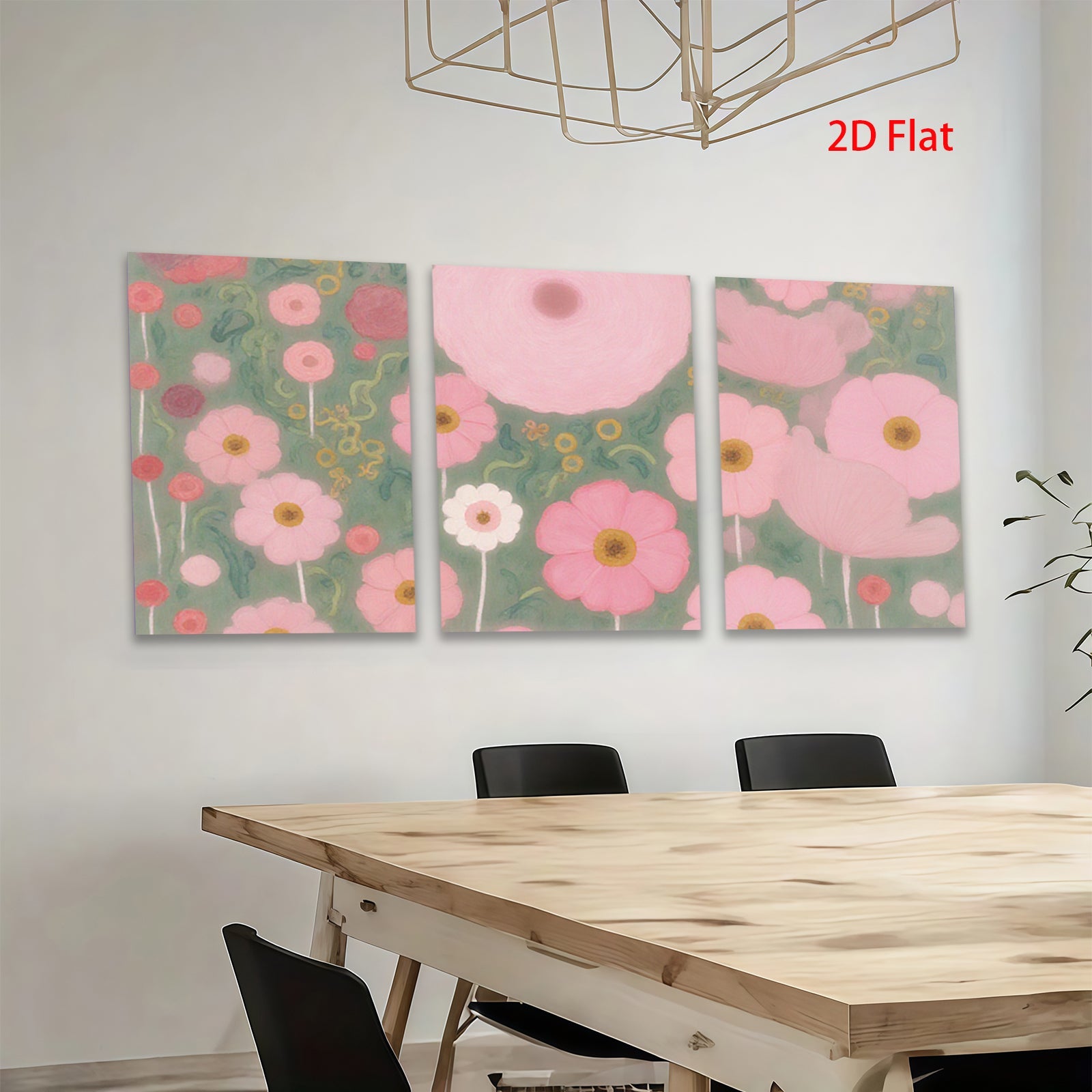 2D flat 1pc blooming pink wildflowers botanical wall art canvas print for living room bedroom home decor farmhouse style modern minimalist gallery wrapped