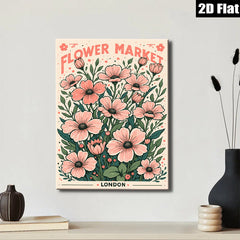 2D flat 1pc blooming pink wildflowers botanical wall art canvas prints for living room bedroom home decor farmhouse style modern gallery wrapped