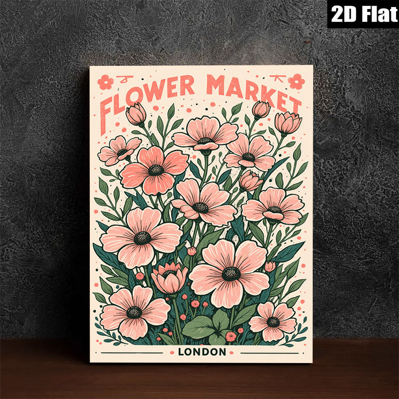 2D flat 1pc blooming pink wildflowers botanical wall art canvas prints for living room bedroom home decor farmhouse style modern gallery wrapped