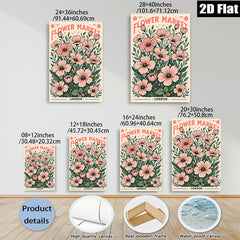 2D flat 1pc blooming pink wildflowers botanical wall art canvas prints for living room bedroom home decor farmhouse style modern gallery wrapped