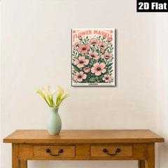 2D flat 1pc blooming pink wildflowers botanical wall art canvas prints for living room bedroom home decor farmhouse style modern gallery wrapped