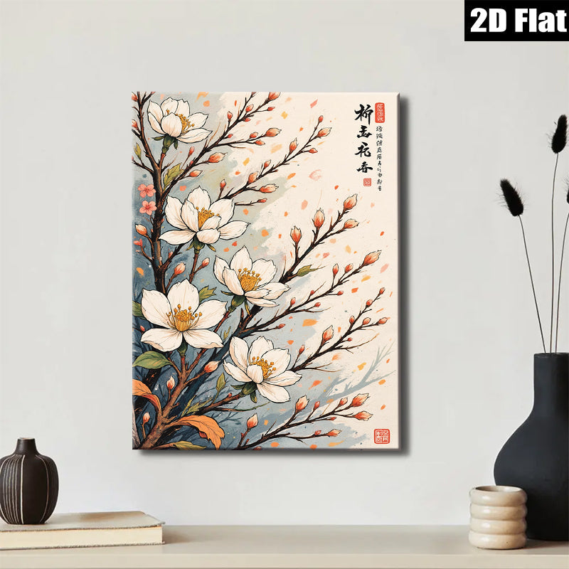 2D flat 1pc blooming plum blossoms wall art canvas prints botanical floral paintings bedroom living room d��cor farmhouse style gallery wrapped modern minimalist art