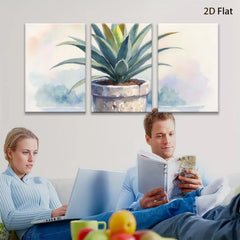 2D flat 1pc blooming potted agave succulent botanical wall art farmhouse living room bedroom decor modern minimalist gallery wrapped canvas print