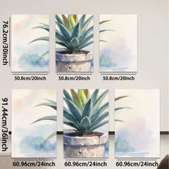 2D flat 1pc blooming potted agave succulent botanical wall art farmhouse living room bedroom decor modern minimalist gallery wrapped canvas print