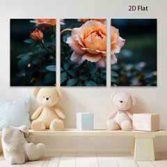 2D flat 1pc blooming rose garden wall art canvas prints for living room bedroom home decor farmhouse style botanical floral modern minimalist gallery wrapped