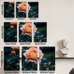 2D flat 1pc blooming rose garden wall art canvas prints for living room bedroom home decor farmhouse style botanical floral modern minimalist gallery wrapped