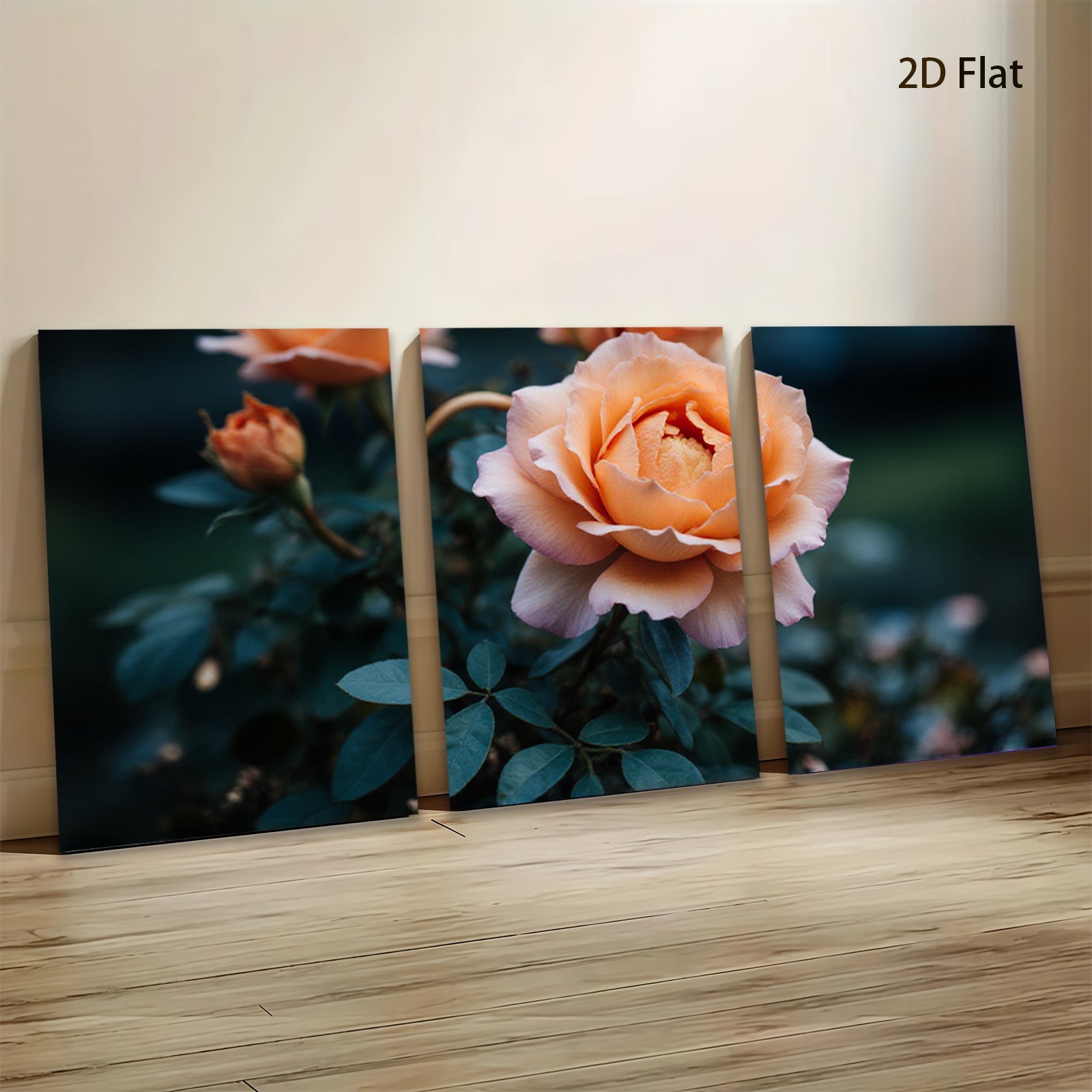 2D flat 1pc blooming rose garden wall art canvas prints for living room bedroom home decor farmhouse style botanical floral modern minimalist gallery wrapped