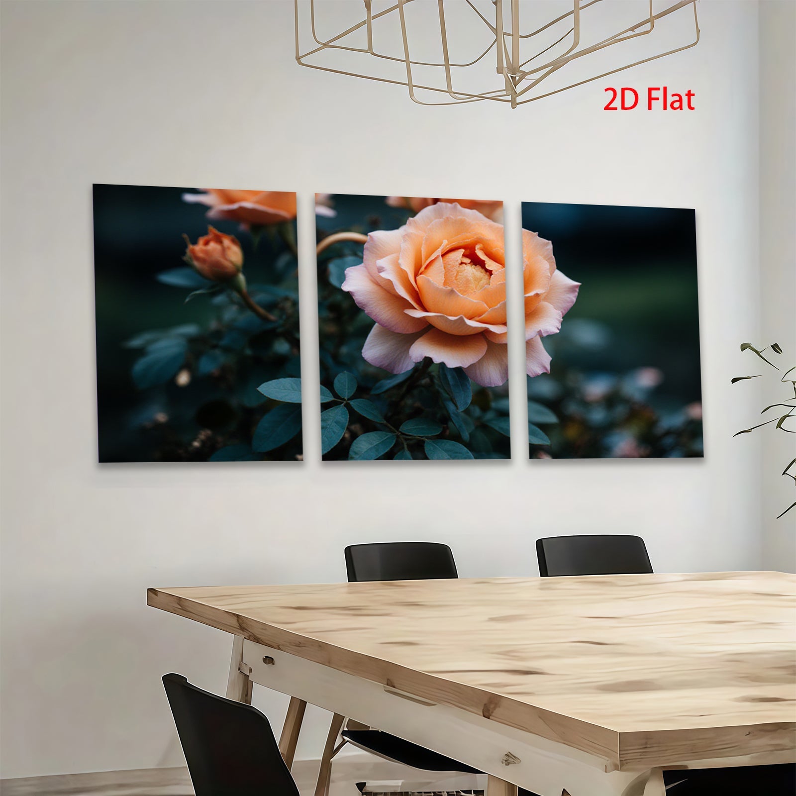 2D flat 1pc blooming rose garden wall art canvas prints for living room bedroom home decor farmhouse style botanical floral modern minimalist gallery wrapped