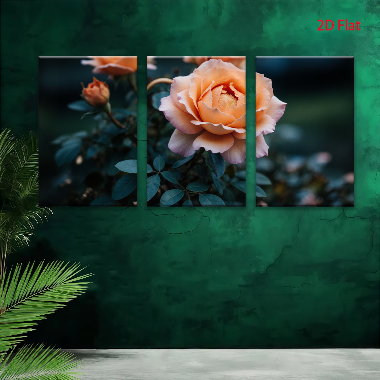 2D flat 1pc blooming rose garden wall art canvas prints for living room bedroom home decor farmhouse style botanical floral modern minimalist gallery wrapped