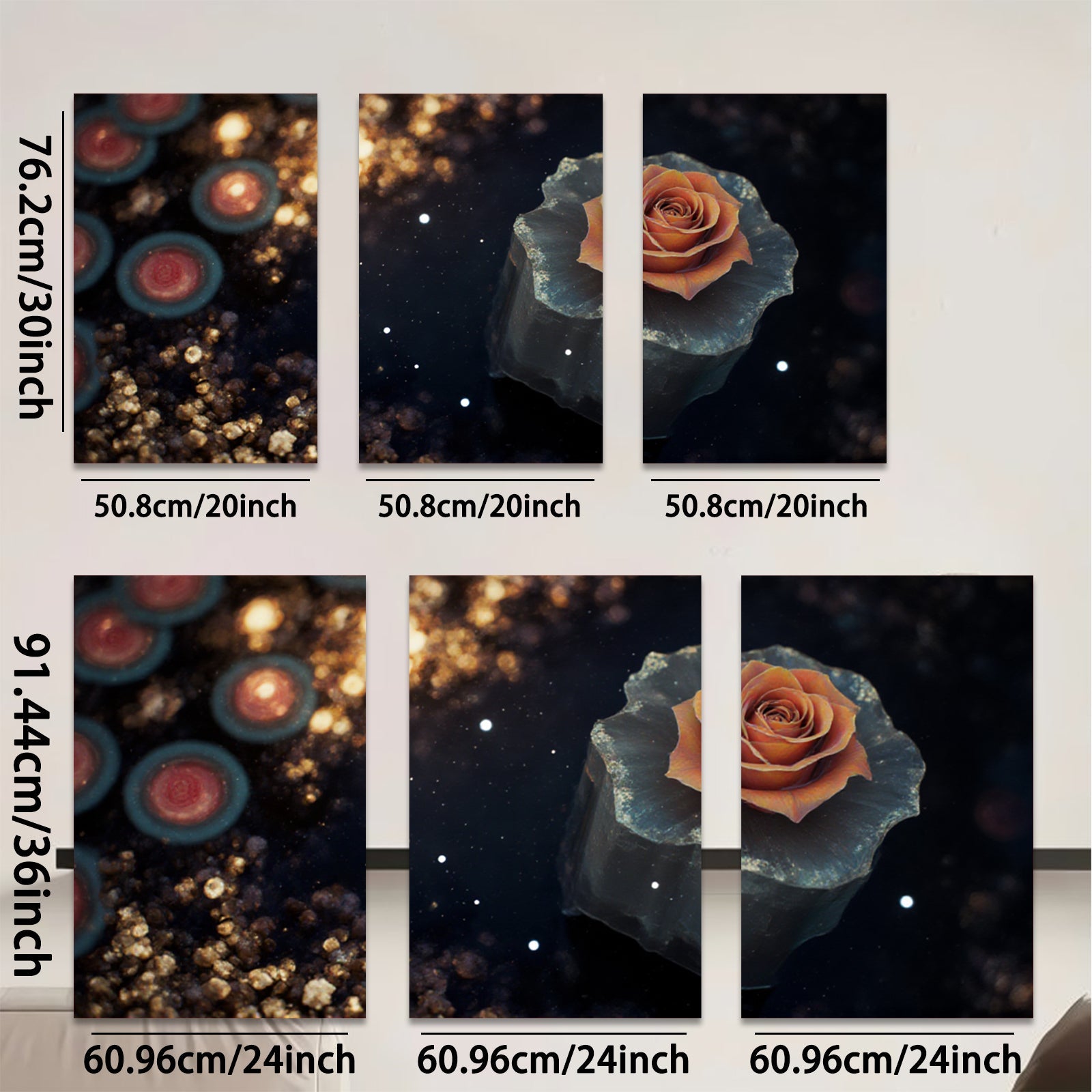2D flat 1pc blooming rose on dark stone wall art for living room bedroom gallery wrapped canvas prints modern farmhouse decor botanical floral accent piece