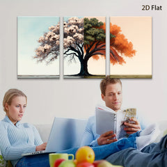 2D flat 1pc blooming seasonal tree canvas wall art for living room bedroom home decor farmhouse style gallery wrapped modern minimalist artwork