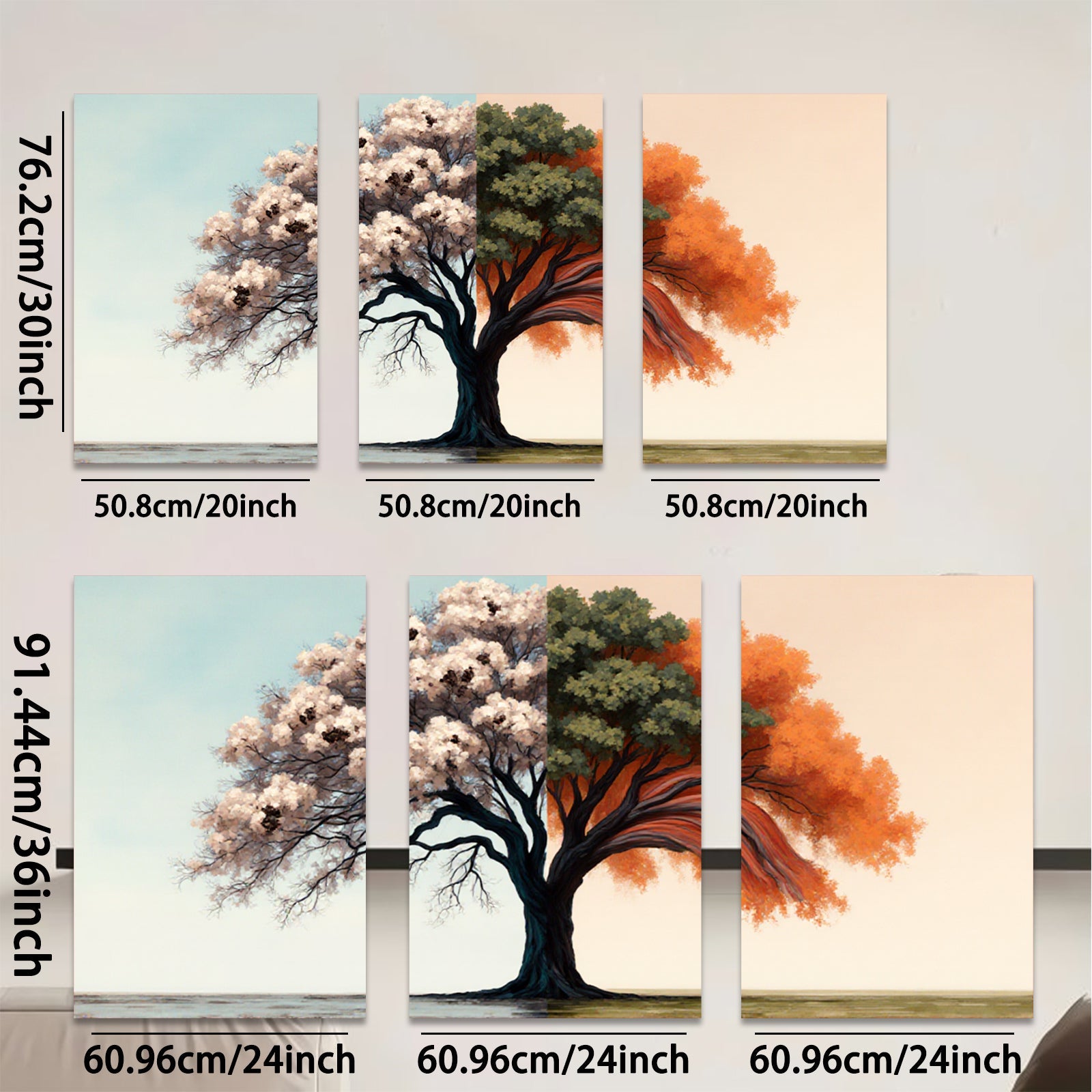 2D flat 1pc blooming seasonal tree canvas wall art for living room bedroom home decor farmhouse style gallery wrapped modern minimalist artwork