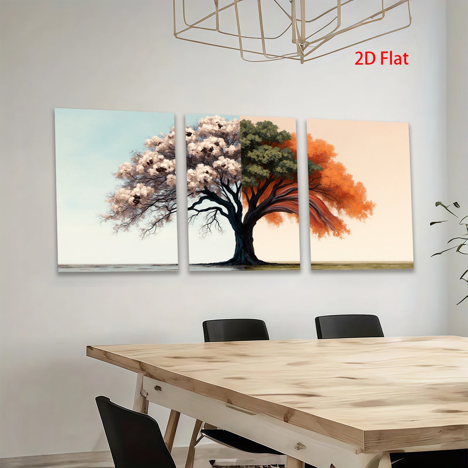 2D flat 1pc blooming seasonal tree canvas wall art for living room bedroom home decor farmhouse style gallery wrapped modern minimalist artwork