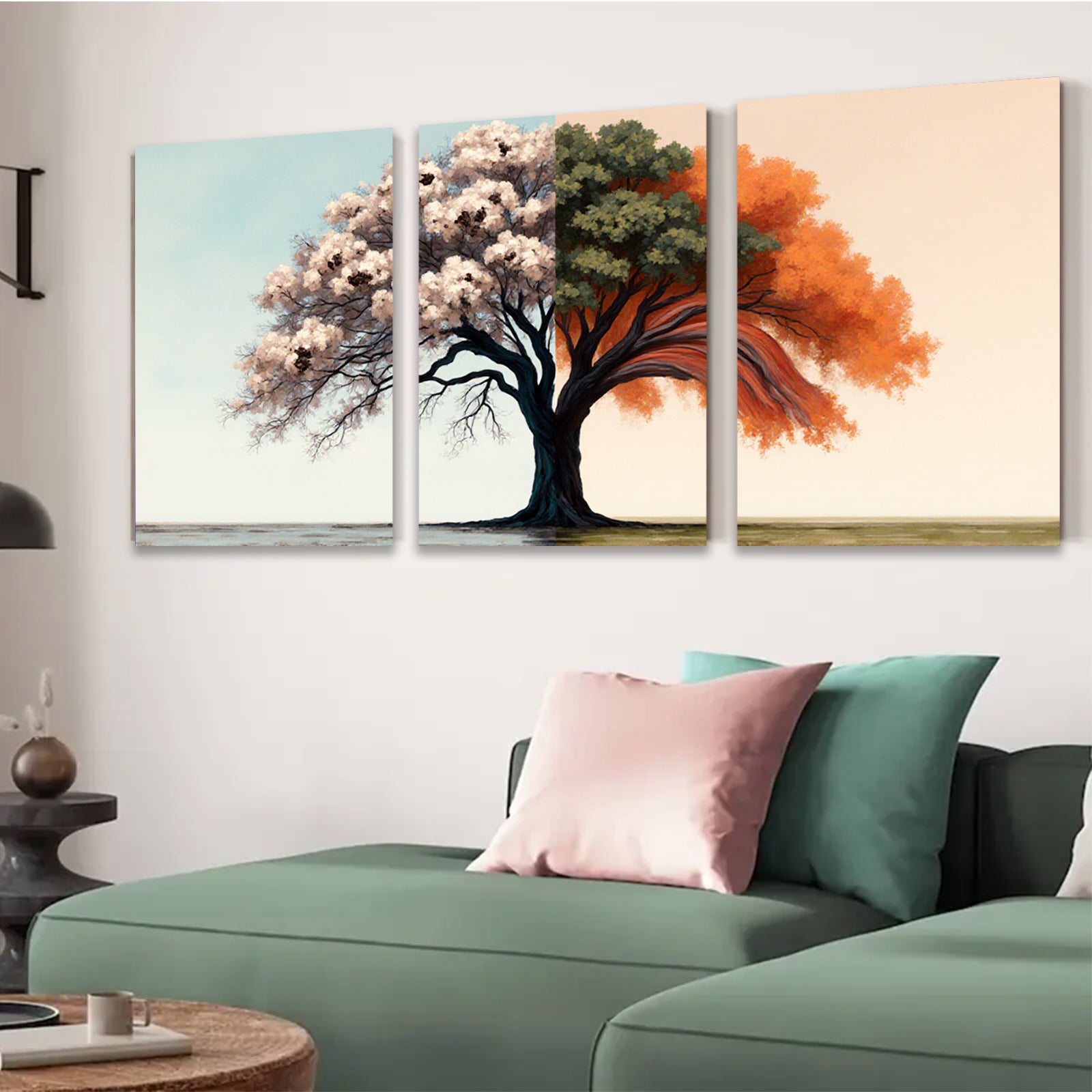 2D flat 1pc blooming seasonal tree canvas wall art for living room bedroom home decor farmhouse style gallery wrapped modern minimalist artwork