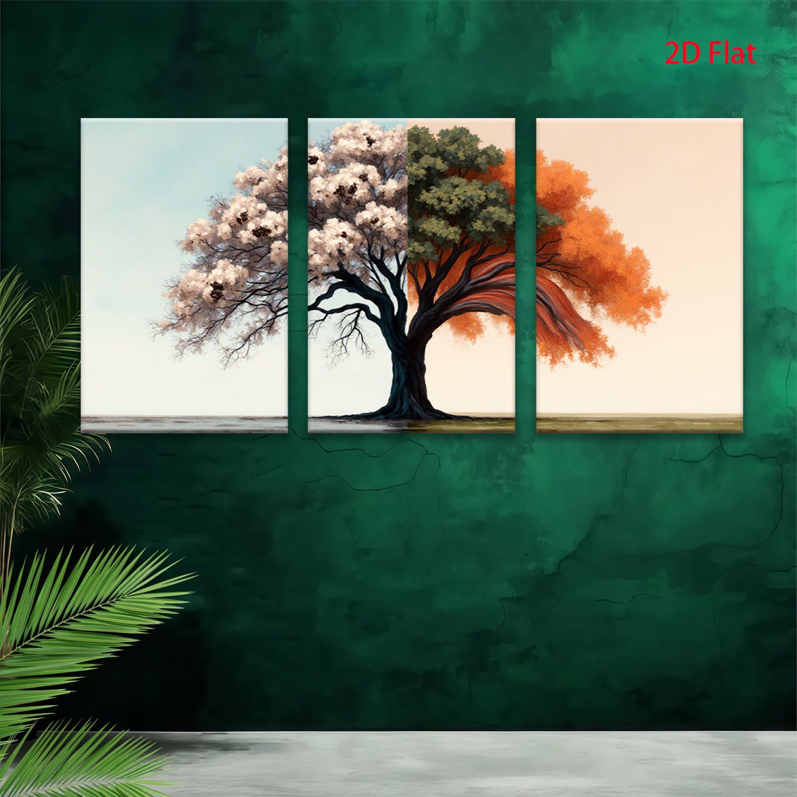 2D flat 1pc blooming seasonal tree canvas wall art for living room bedroom home decor farmhouse style gallery wrapped modern minimalist artwork