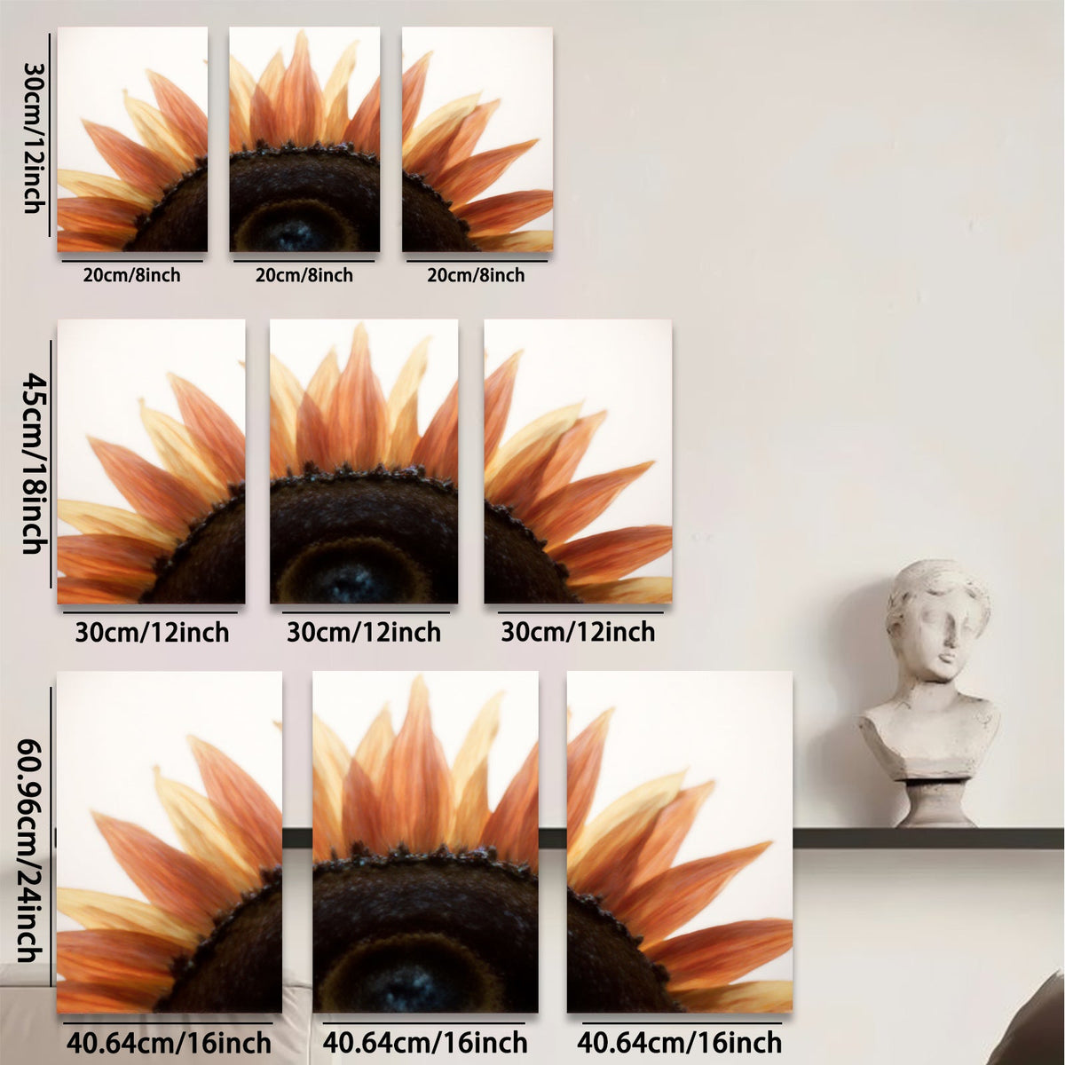 2D flat 1pc blooming sunflower closeup vibrant wall art farmhouse decor living room bedroom gallery wrapped canvas print modern botanical nature artwork inspiring cozy home style