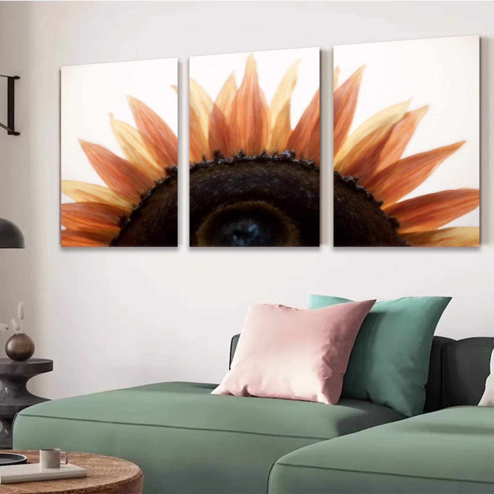 2D flat 1pc blooming sunflower closeup vibrant wall art farmhouse decor living room bedroom gallery wrapped canvas print modern botanical nature artwork inspiring cozy home style
