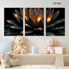 2D flat 1pc blooming teal lotus flower wall art canvas prints for living room bedroom decor farmhouse style modern minimalist botanical gallery wrapped ready to hang