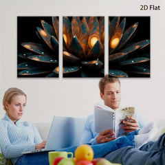 2D flat 1pc blooming teal lotus flower wall art canvas prints for living room bedroom decor farmhouse style modern minimalist botanical gallery wrapped ready to hang