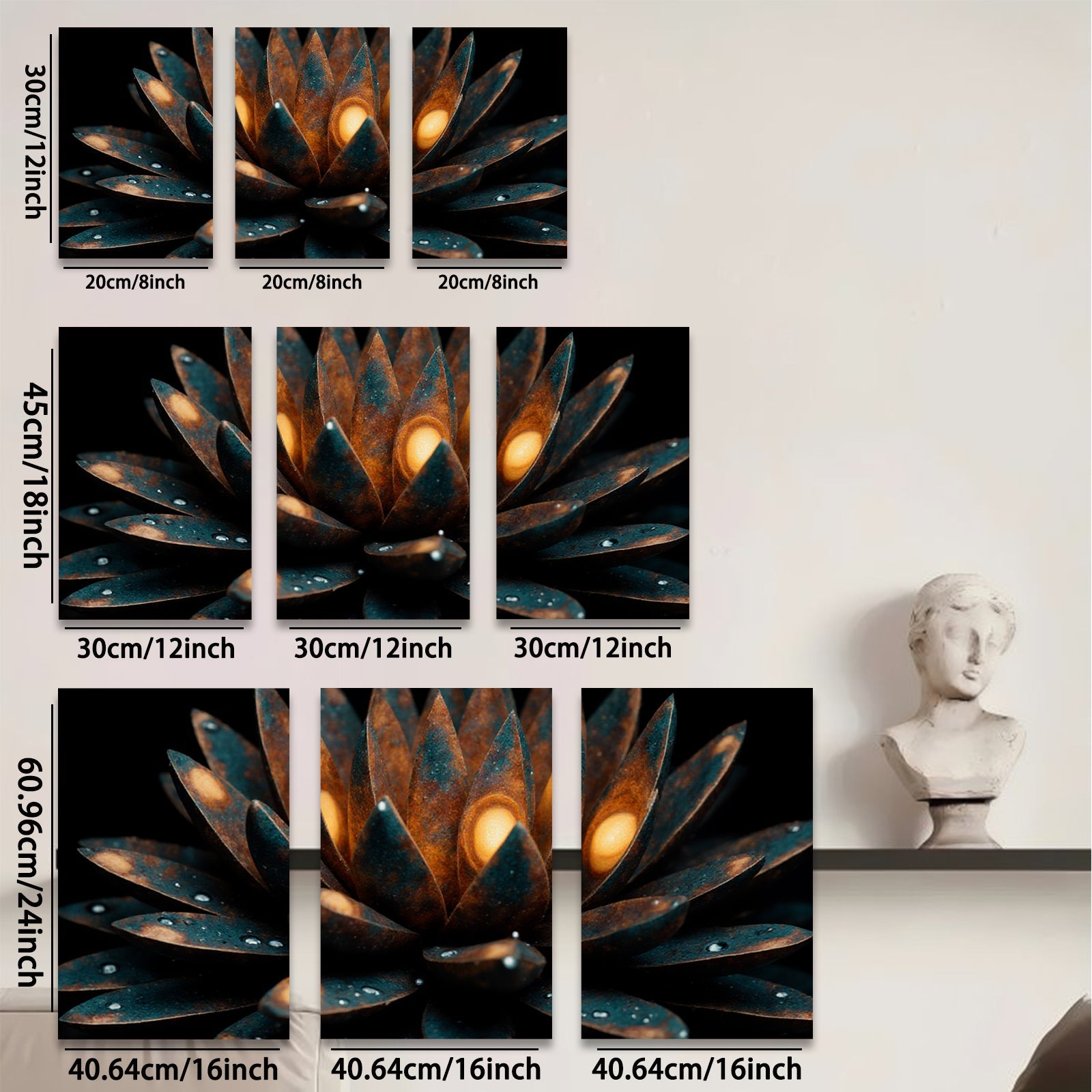 2D flat 1pc blooming teal lotus flower wall art canvas prints for living room bedroom decor farmhouse style modern minimalist botanical gallery wrapped ready to hang
