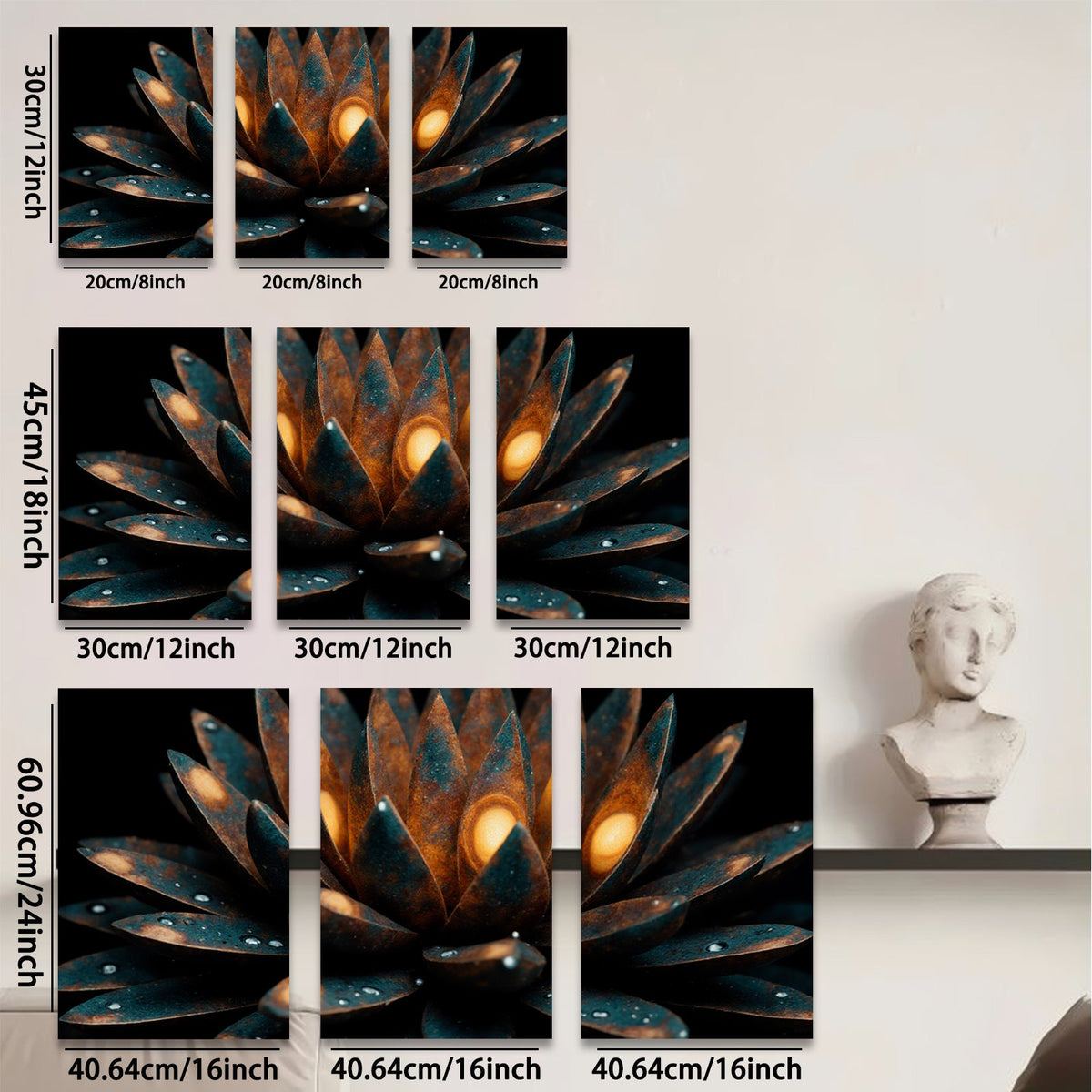2D flat 1pc blooming teal lotus flower wall art canvas prints for living room bedroom decor farmhouse style modern minimalist botanical gallery wrapped ready to hang