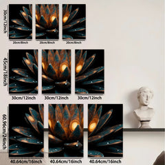 2D flat 1pc blooming teal lotus flower wall art canvas prints for living room bedroom decor farmhouse style modern minimalist botanical gallery wrapped ready to hang