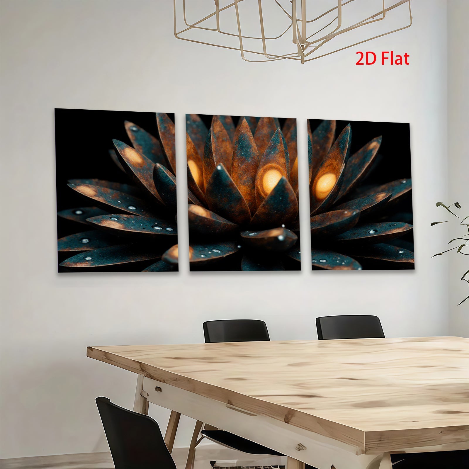 2D flat 1pc blooming teal lotus flower wall art canvas prints for living room bedroom decor farmhouse style modern minimalist botanical gallery wrapped ready to hang