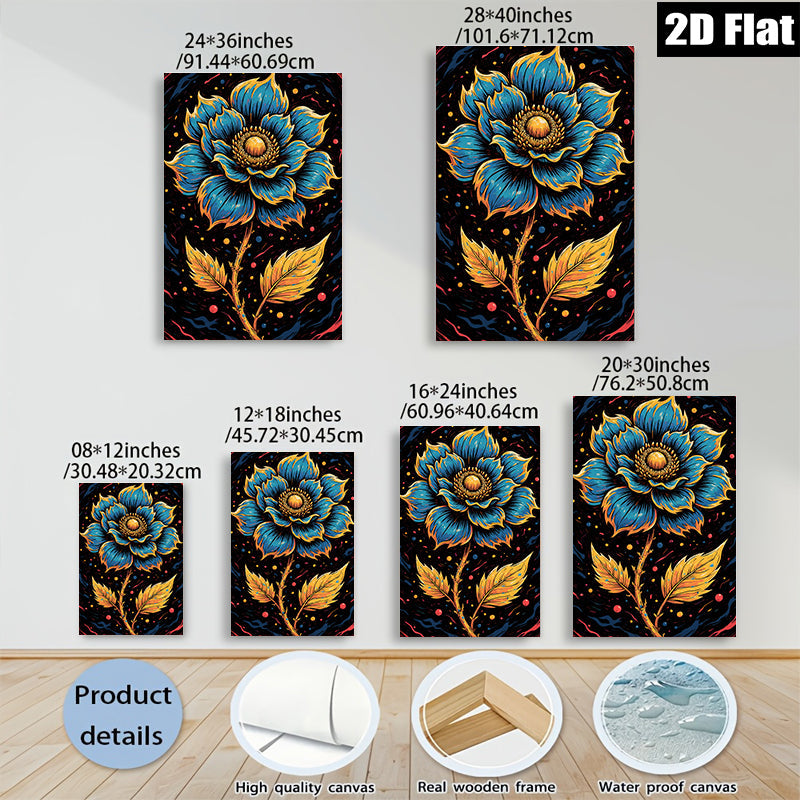2D flat 1pc blooming vibrant floral artwork modern farmhouse wall decor living room bedroom gallery wrapped canvas prints botanical nature inspired cozy home accent