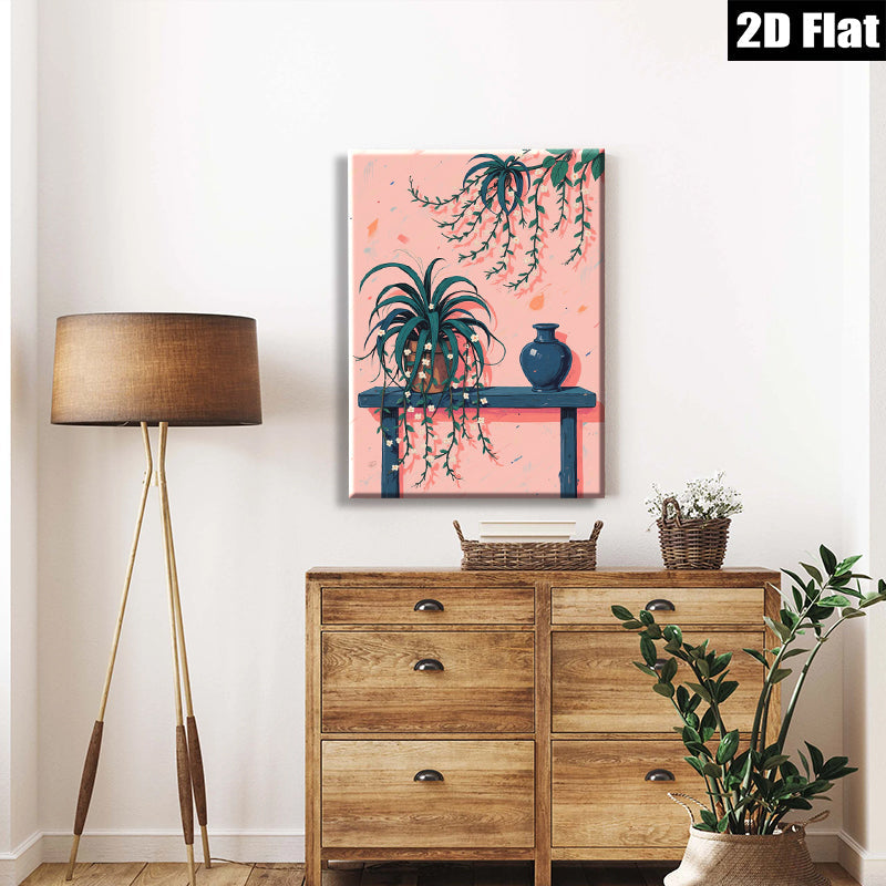 2D flat 1pc blooming vines botanical wall art for living room bedroom gallery wrapped canvas print modern farmhouse d��cor cozy vibes