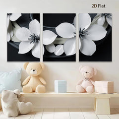 2D flat 1pc blooming white dogwood floral wall art canvas print bedroom living room farmhouse modern gallery wrapped stretched framed ready to hang
