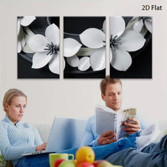 2D flat 1pc blooming white dogwood floral wall art canvas print bedroom living room farmhouse modern gallery wrapped stretched framed ready to hang