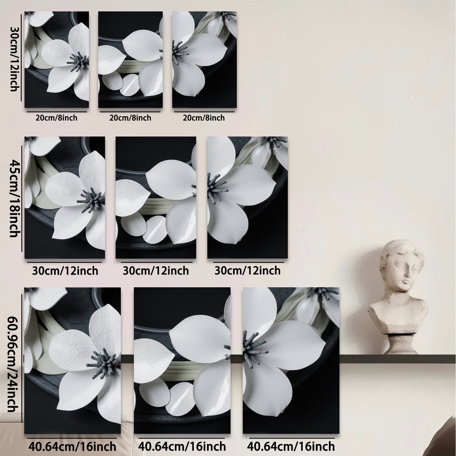 2D flat 1pc blooming white dogwood floral wall art canvas print bedroom living room farmhouse modern gallery wrapped stretched framed ready to hang