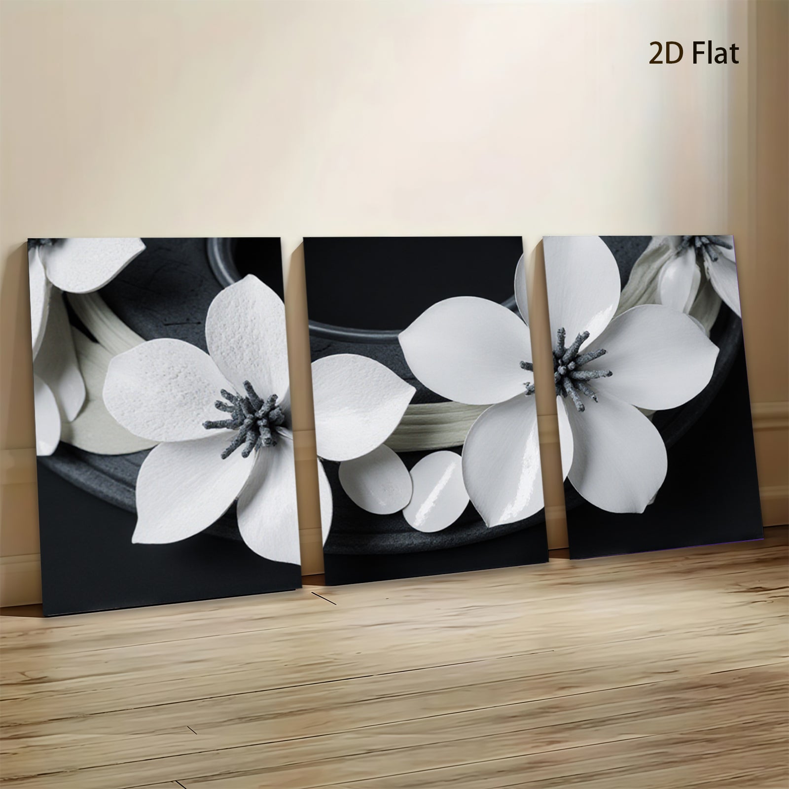 2D flat 1pc blooming white dogwood floral wall art canvas print bedroom living room farmhouse modern gallery wrapped stretched framed ready to hang