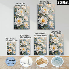 2D flat 1pc blooming white floral botanical wall art canvas prints for living room bedroom home decor farmhouse style modern minimalist gallery wrapped ready to hang
