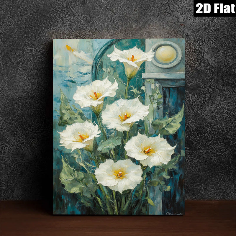 2D flat 1pc blooming white lilies garden floral wall art canvas prints for living room bedroom home decor farmhouse style cozy vibe